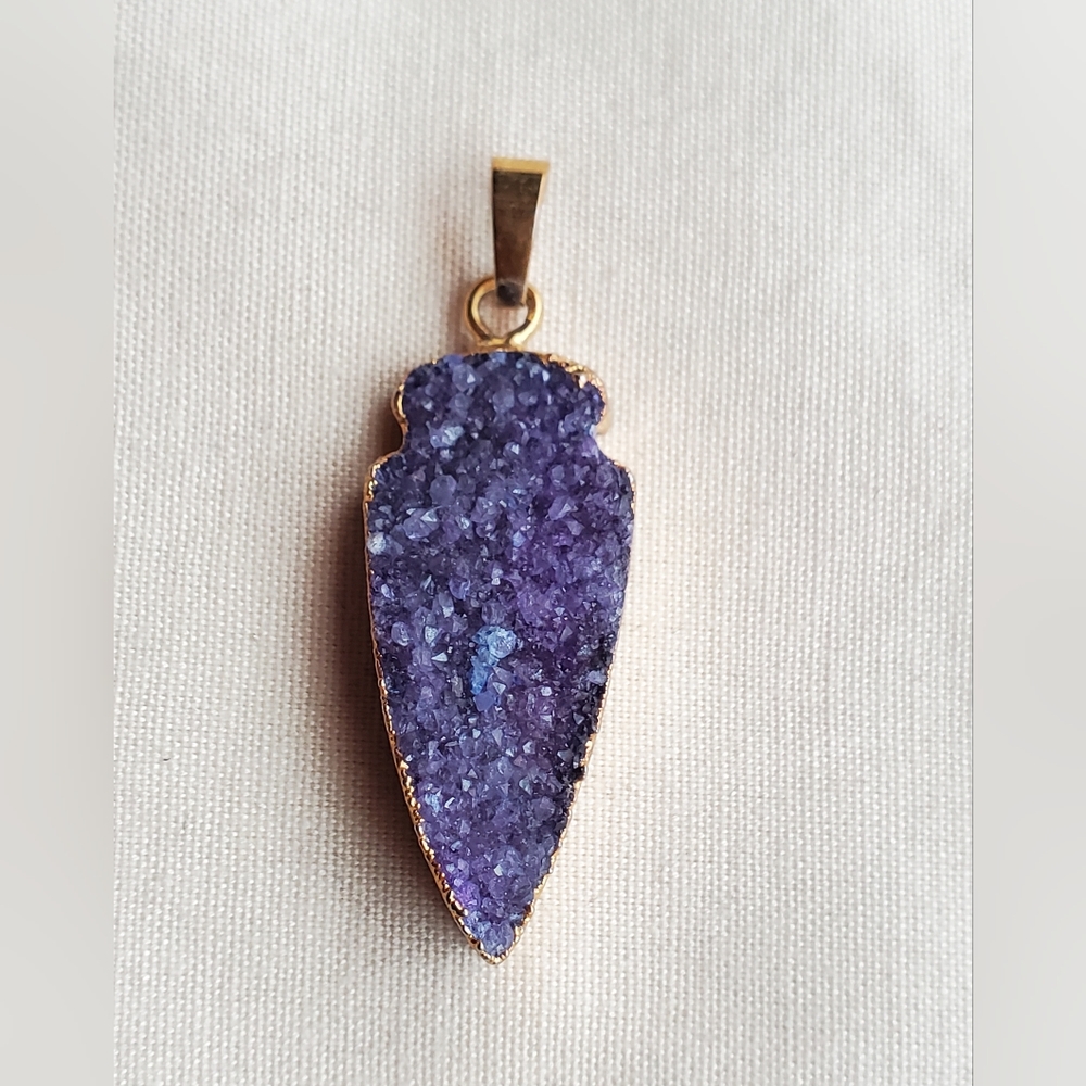Purple Geode Arrow Pendant